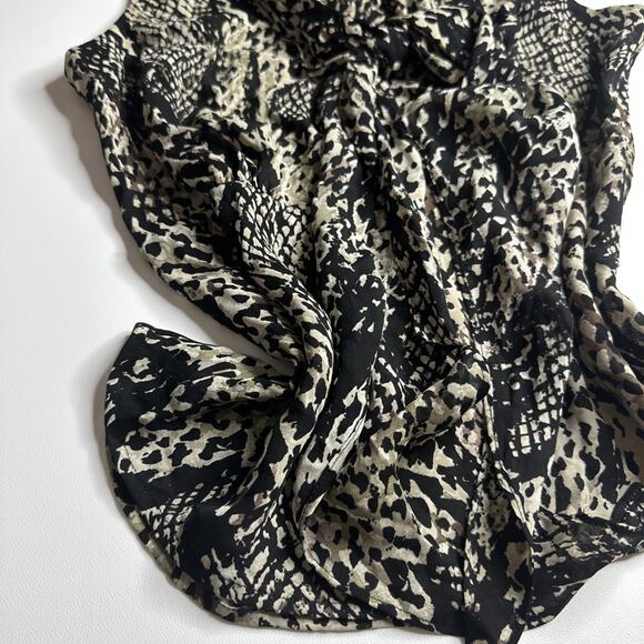 Y2K Python Print Blouse Ann Taylor Sleeveless Top Tie Front Size 6 Career Work - Picture 5 of 10